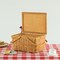 Woodchip Picnic Storage Basket with Cover and Movable Handles